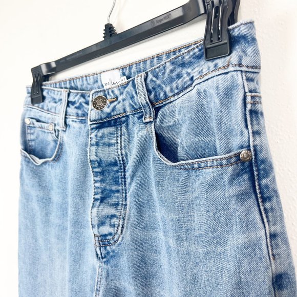 Polly Jeans Women 8 Blue Denim Button Fly High Rise Boyfriend Casual Bottoms - Picture 3 of 11